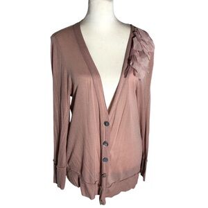 Olivia Moon rose pink knit cardigan top Sz Large
